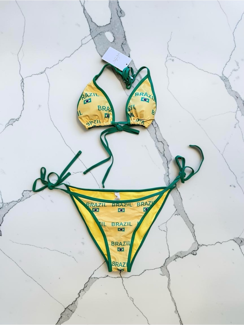 Brazil Flag Yellow & Green Triangle Bikini